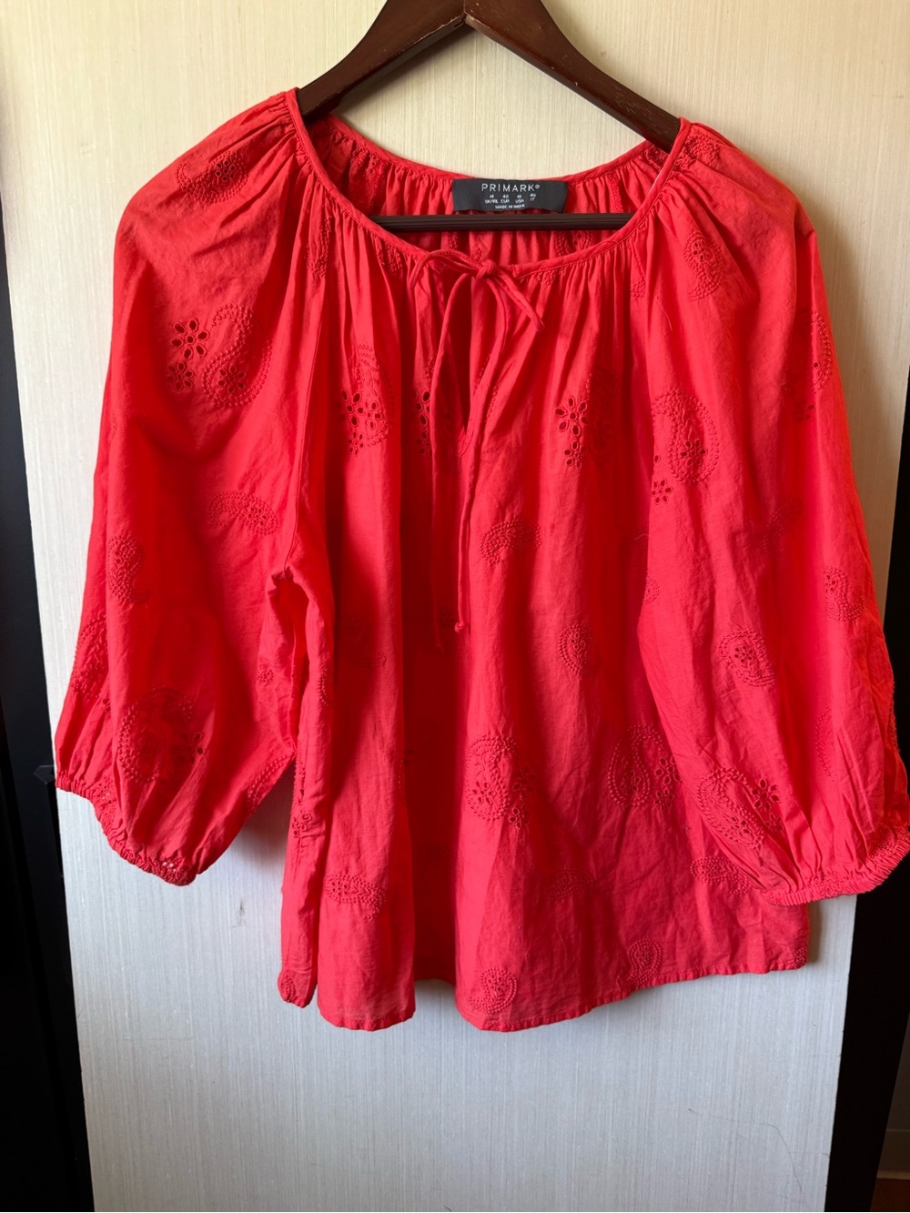 Primark Women’s Bright Red Embroidered Peasant Tunic